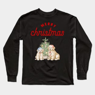 Merry Christmas Puppy Festive Holiday Design Long Sleeve T-Shirt